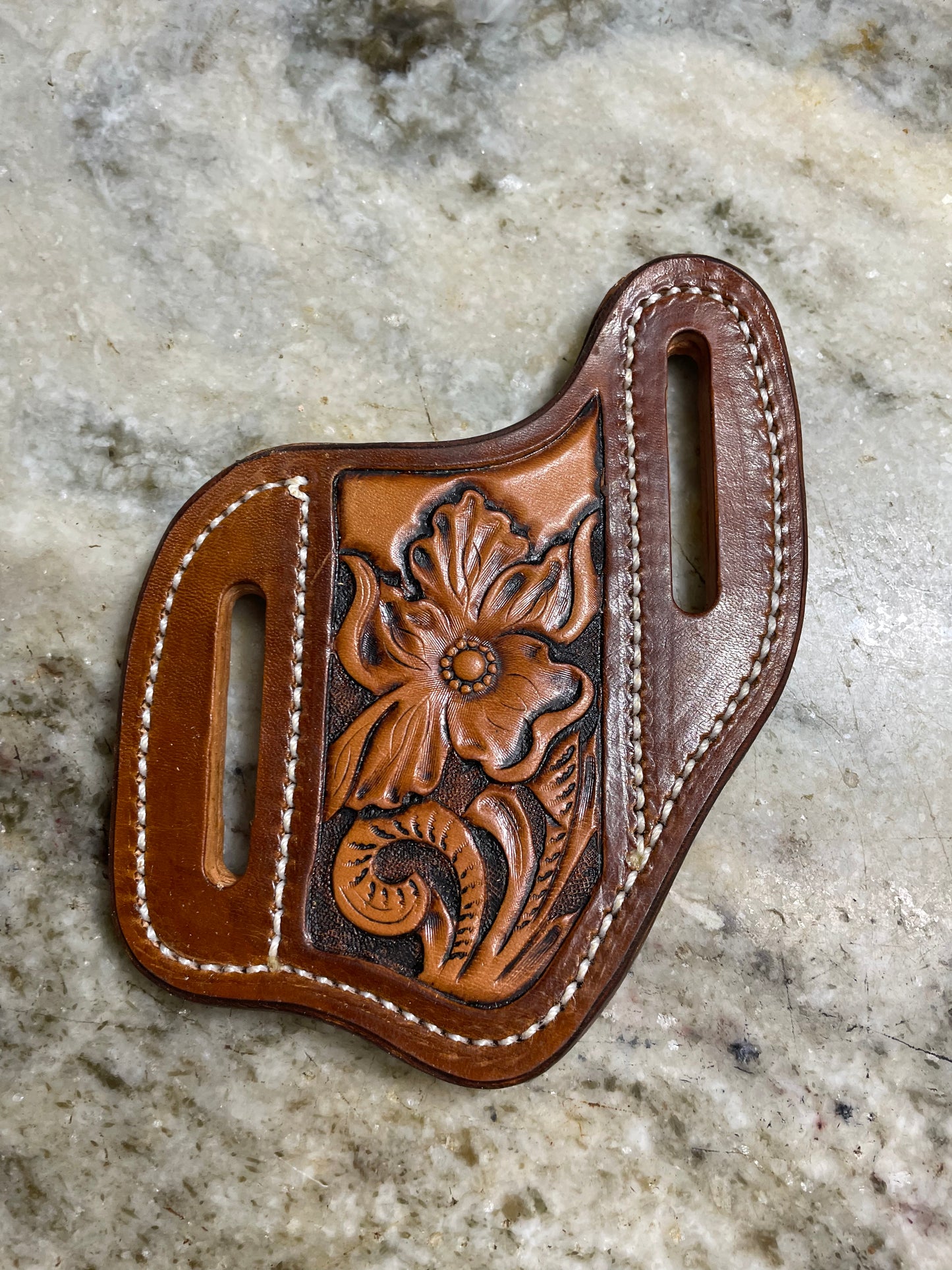 Floral tooled knife sheath