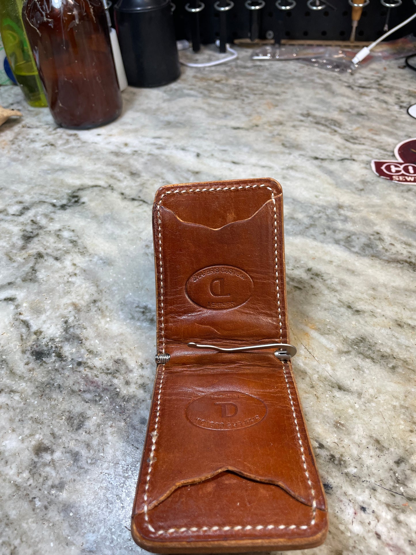 Tooled money clip wallet