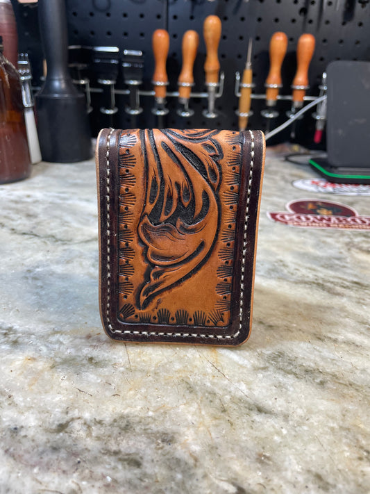 Tooled money clip wallet