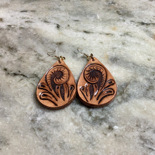 Floral tooled earrings