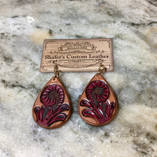 Floral tooled earrings